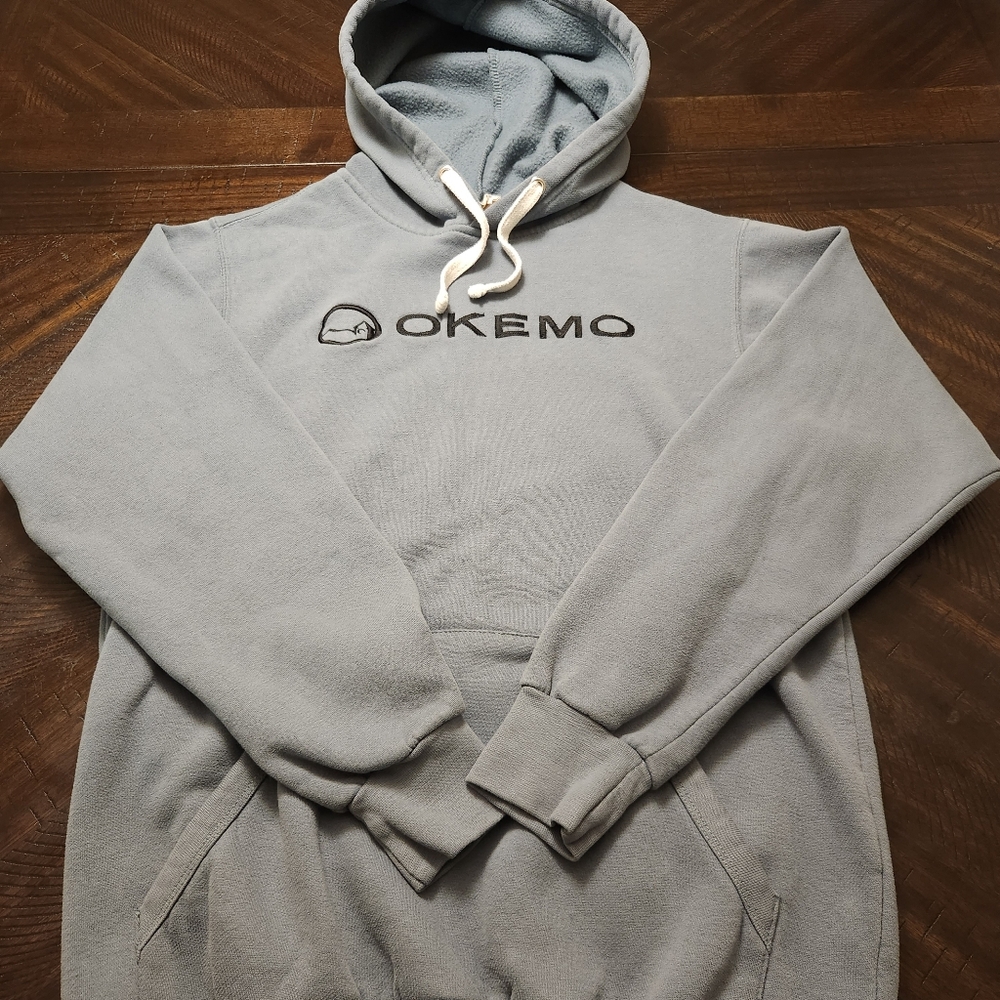 Okemo Hoodie MV Sport Mens Small Blue Hooded Pullover Ski Resort Front Pocket